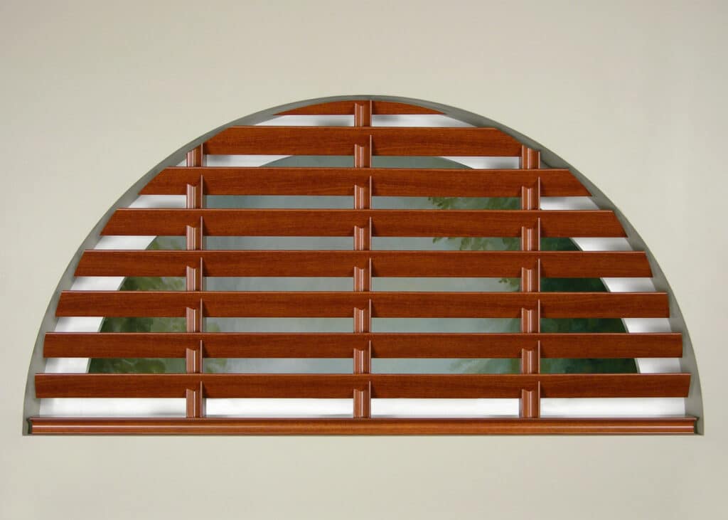 Custom wood arch blinds.