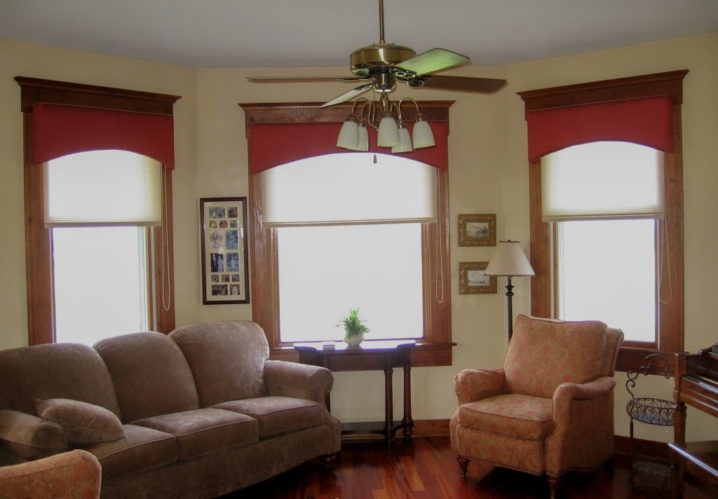 custom wooden cornices in a family room