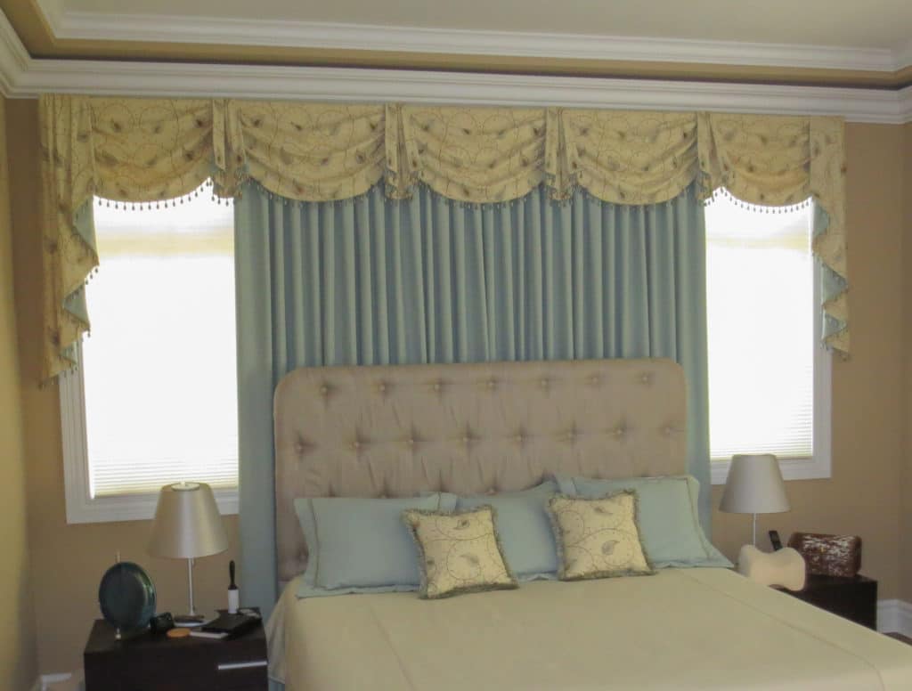 custom scalloped bedroom drapery