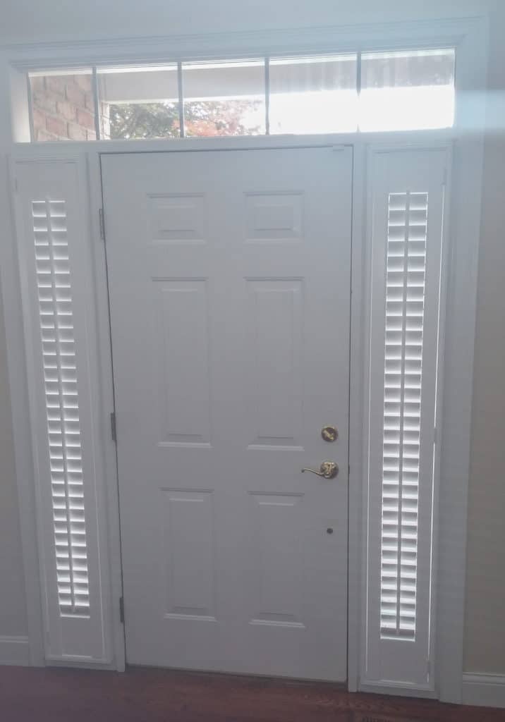 door with accent shutters