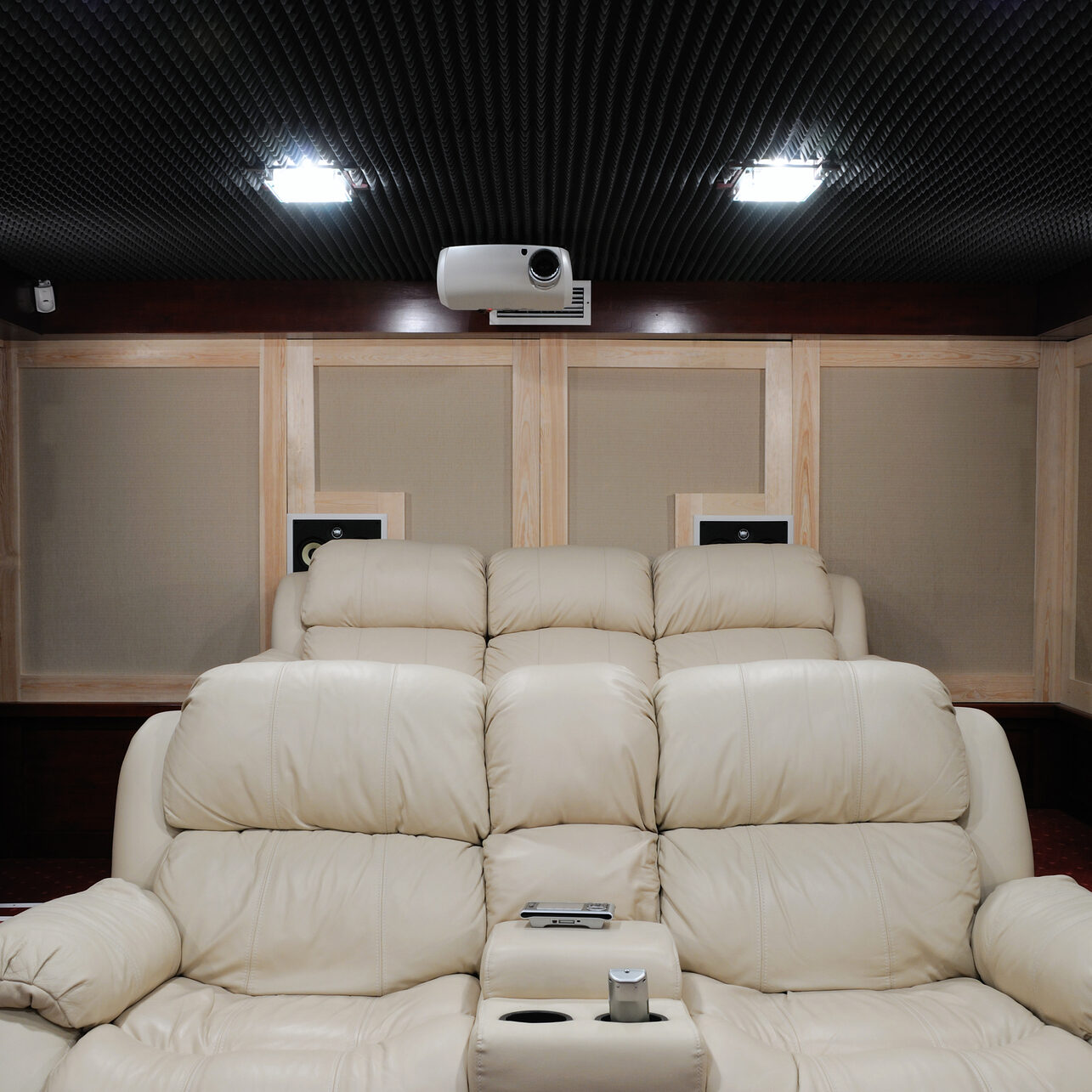 Acoustic panels installed in home theatre.